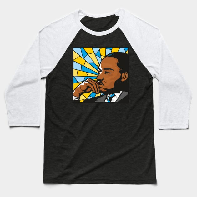 Martin Luther King Baseball T-Shirt by Jamie Lee Art